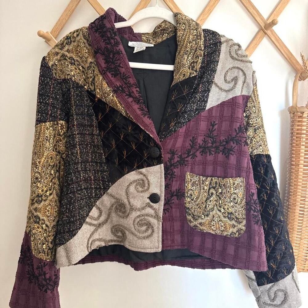 Vintage sandy starkman quilted patchwork statement jacket